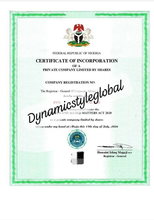 DynamicStyle Global Ltd Certificate of Incorporation